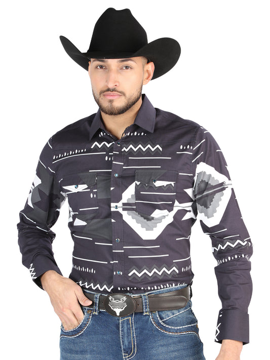 Camisa Vaquera M/ Larga El Senor De Los Cielos 23-68 97% Algodón 3% Lycra Negro 44500