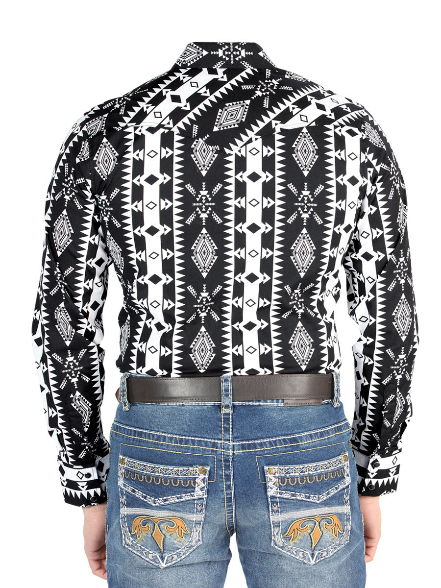 Camisa Vaquera M/ Larga El Senor De Los Cielos 23-69 97% Algodón 3% Lycra Negro 44501