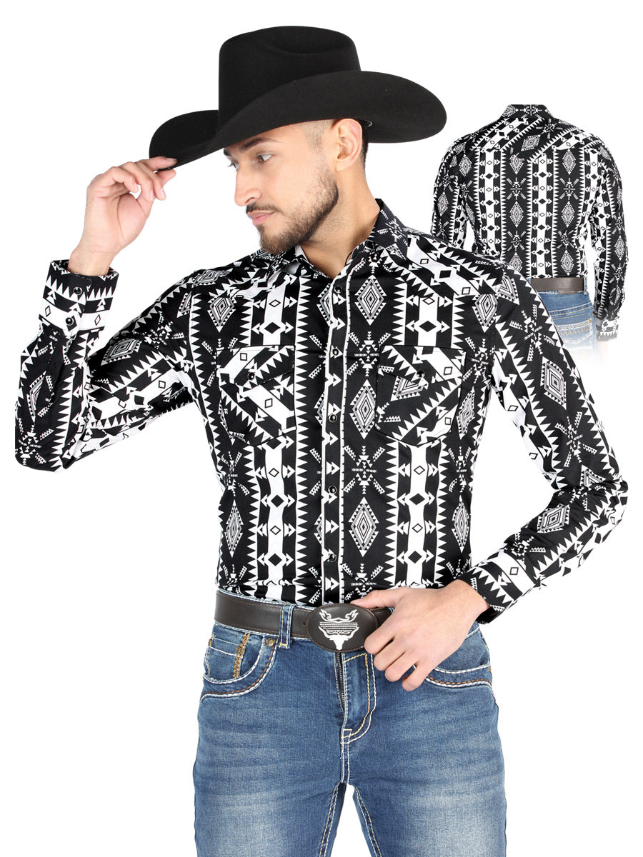 Camisa Vaquera M/ Larga El Senor De Los Cielos 23-69 97% Algodón 3% Lycra Negro 44501