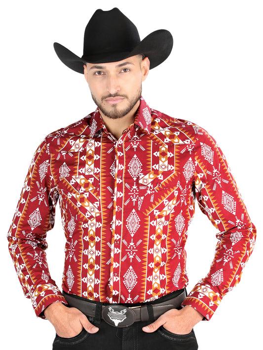 Camisa Vaquera M/ Larga El Senor De Los Cielos 23-71 97% Algodón 3% Lycra Burdeos 44503