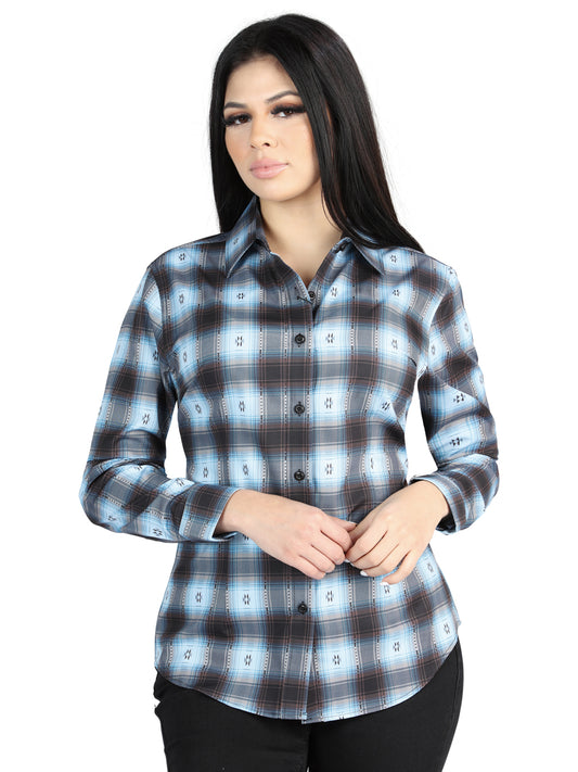 Camisa L/ Manga El Senor De Los Cielos Wh2307-12 97% Poliéster 3% Spandex Negro/beige 44719