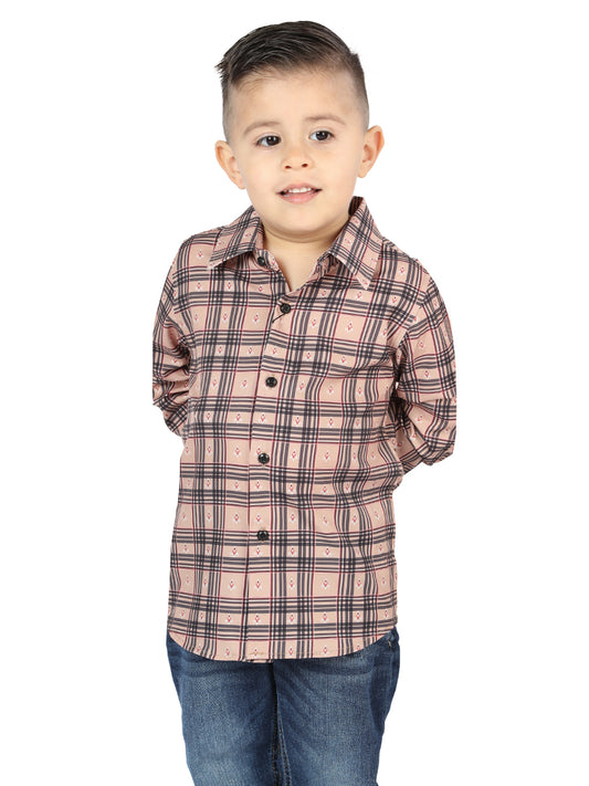 Camisa L/ Manga El Senor De Los Cielos Wh2307-66 97% Poliéster 3% Elastano Beige/Negro 44731