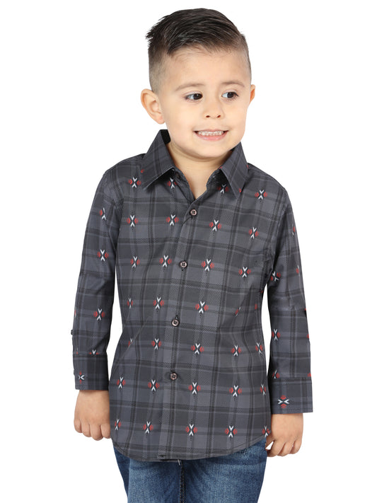 CAMISA MANGA LARGA EL SENOR DE LOS CIELOS WH2307-39 97% ALGODÓN 3% SPANDEX GRIS/MARRÓN  44742