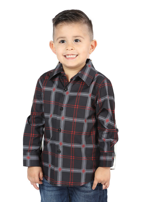 Camisa L/ Manga El Senor De Los Cielos Wh2307-78 97% Algodón 3% Spandex Negro/Gris 44743