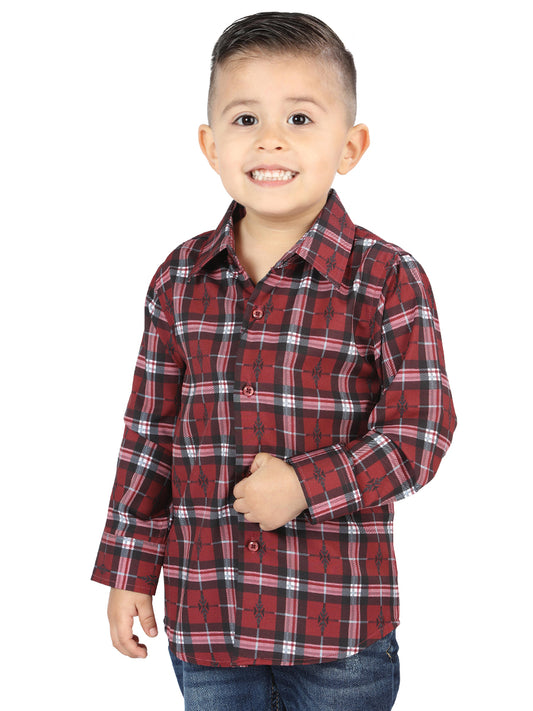 Camisa L/ Manga El Senor De Los Cielos Wh2307-114 97% Algodón 3% Spandex Rojo 44744