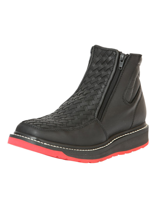 Botin C/ Cierre El General Booster Tejido Petatillo Flor Entera Negro 45358