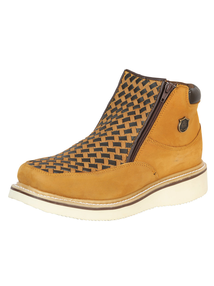 Sefeni Caballero Double Zipper Zapato Loco Piel - Miel 45396