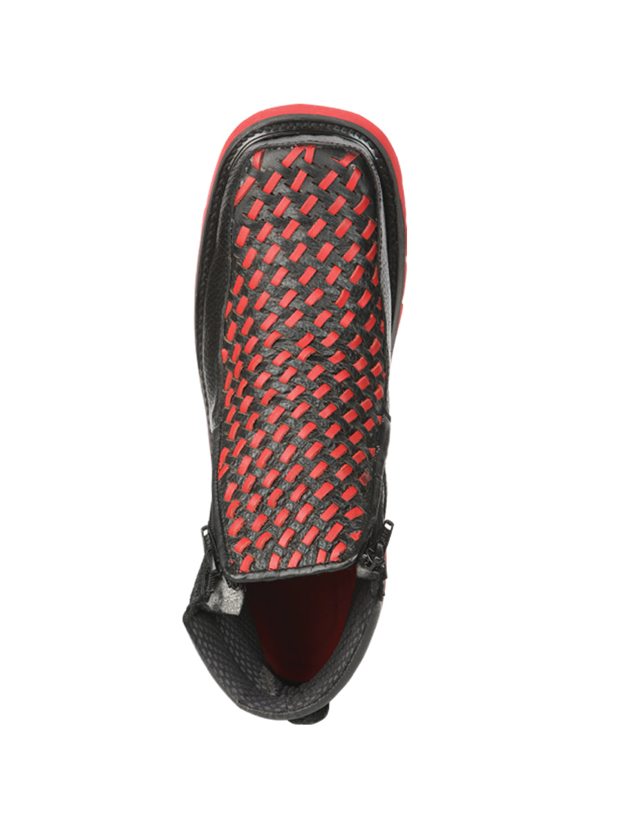 el General Caballero Tobillo Botas con Zipper - Negro/rojo Petatillo Piel 45402