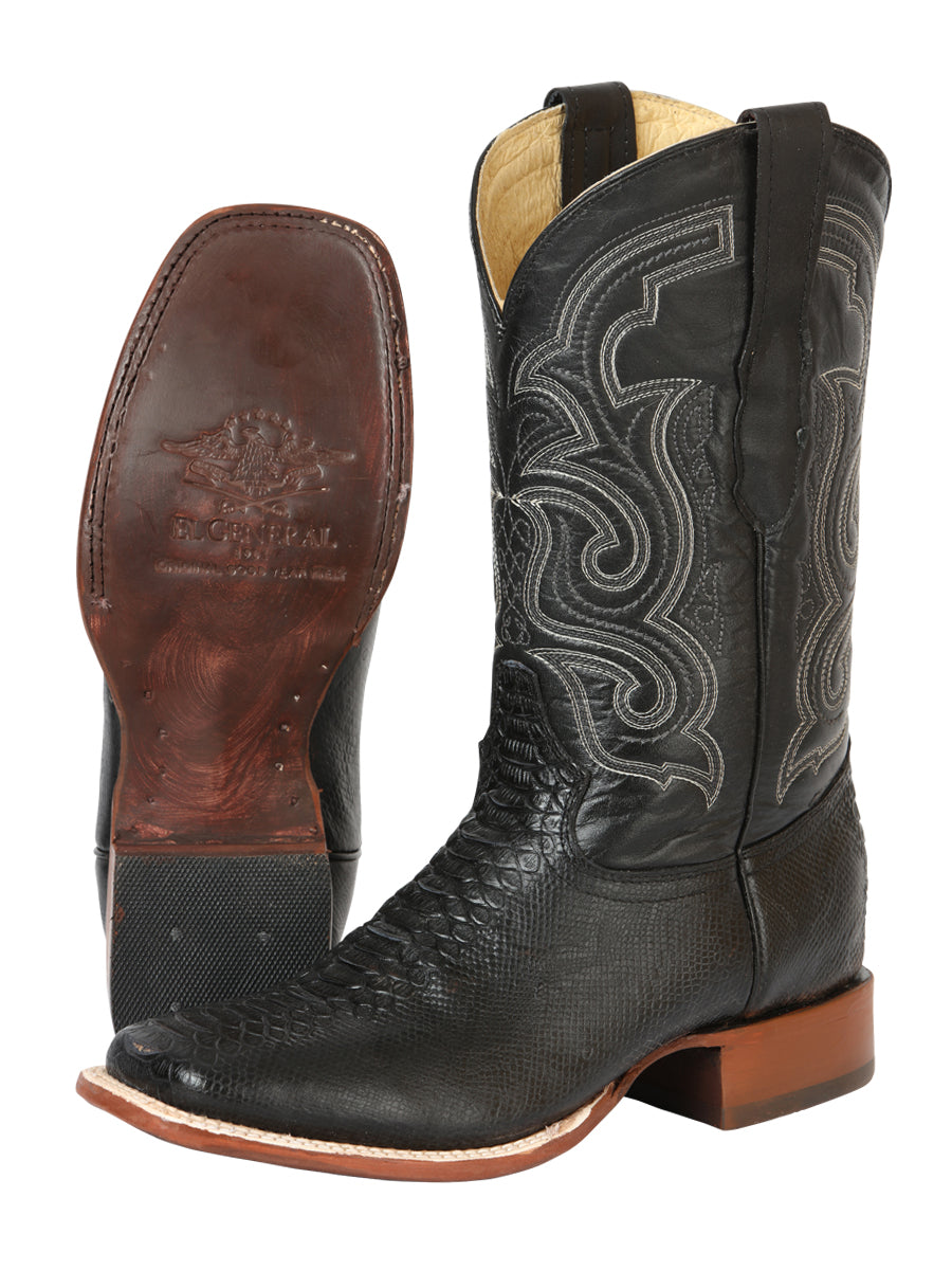 el General Caballero Pitón Imitación Rodeo Botas - Negro 45433