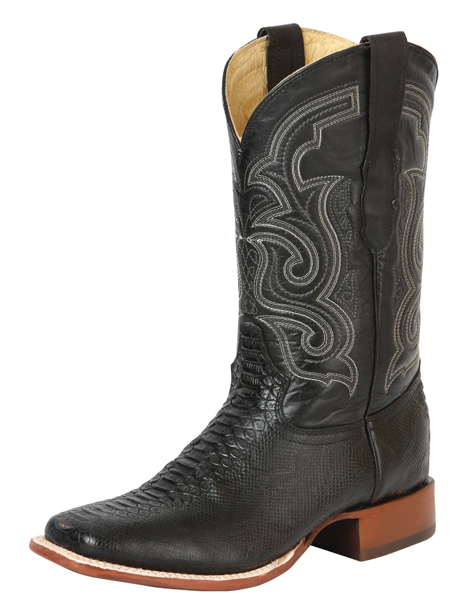 el General Caballero Pitón Imitación Rodeo Botas - Negro 45433
