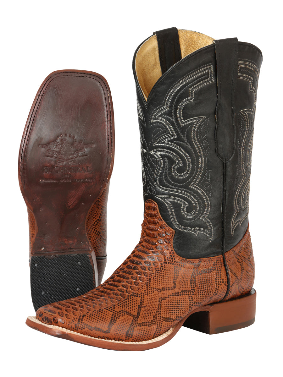 el General Caballero Pitón Imitación Rodeo Botas - Cognac 45435
