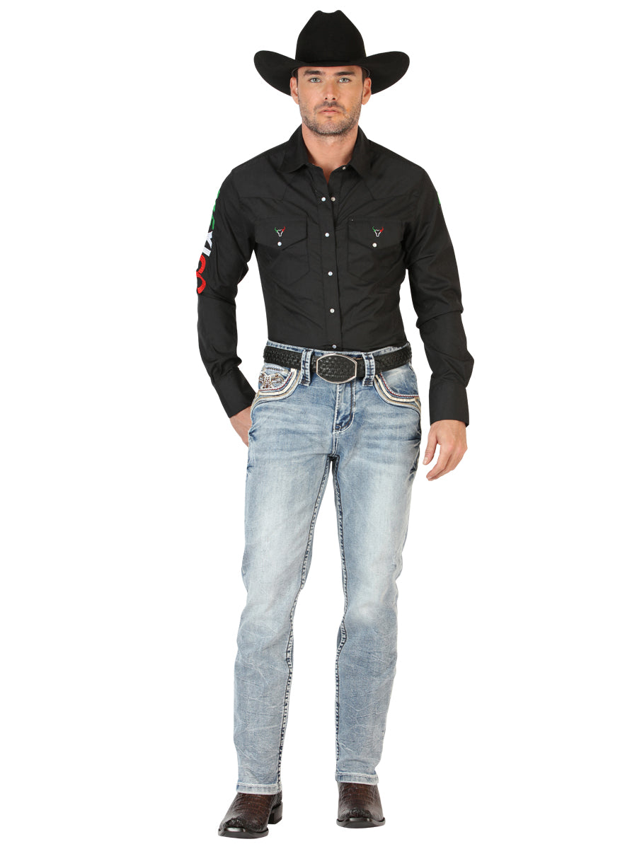 Centenario Caballero Premium Mezclilla Bota Cut Pantalón - Negro 45532