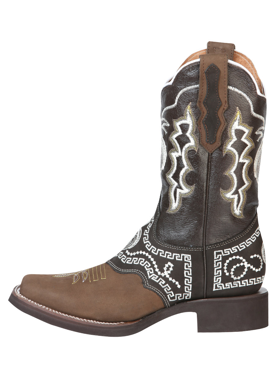 el General Rodeo Bota - Nobuk Oscuro Café con Bordado 51117
