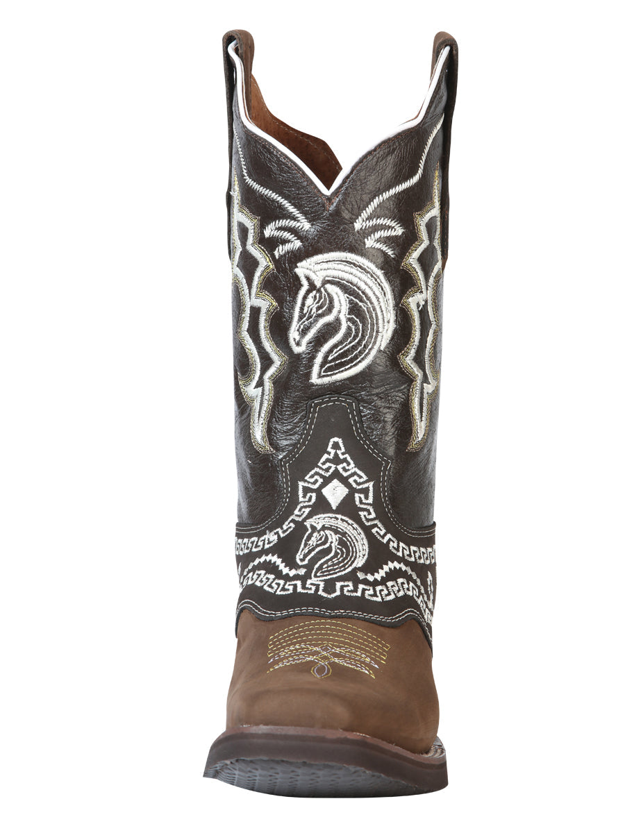 el General Rodeo Bota - Nobuk Oscuro Café con Bordado 51117