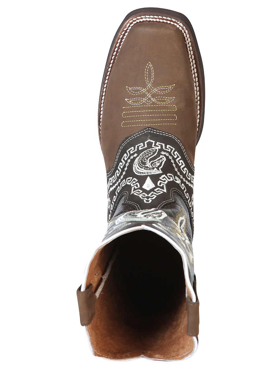 el General Rodeo Bota - Nobuk Oscuro Café con Bordado 51117