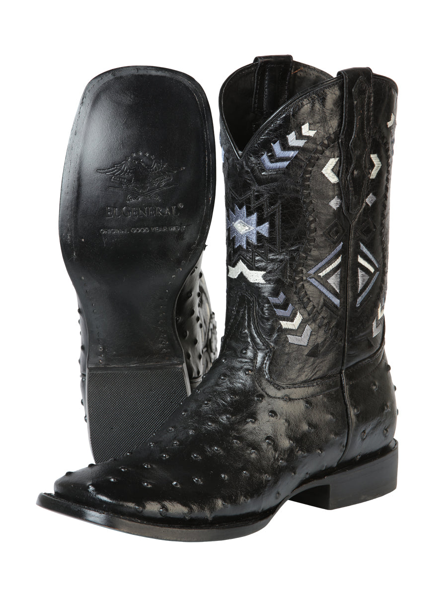 el General Rodeo Bota - Printed Ostrich Negro 51240