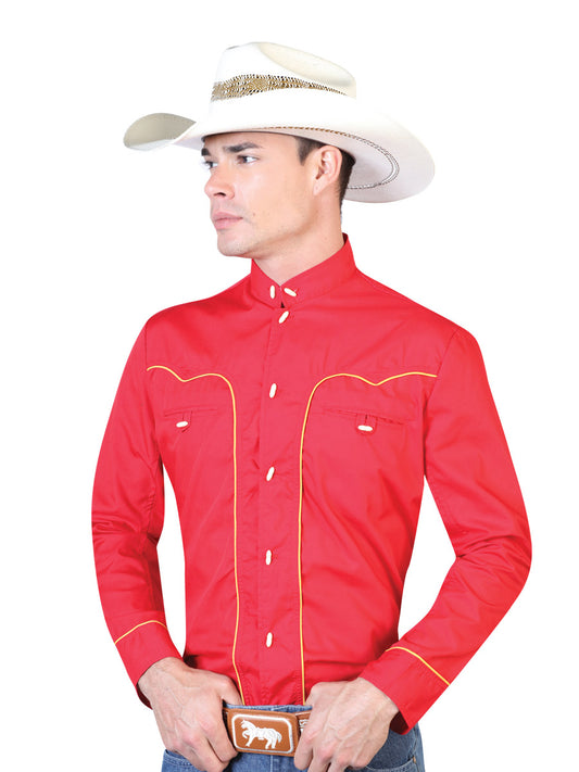 CAMISA CHARRA MANGA LARGA EL SENOR DE LOS CIELOS CHBI-1600 80% POLIÉSTER 20% ALGODÓN ROJO  124864