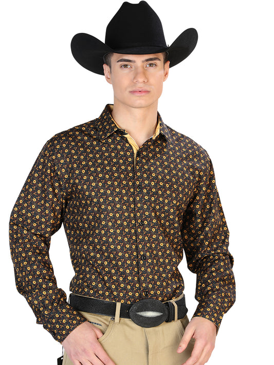 Camisa Casual Manga L CENTENARIO 7001 95% POLIÉSTER 5% SPANDEX Negro/Marrón 126262
