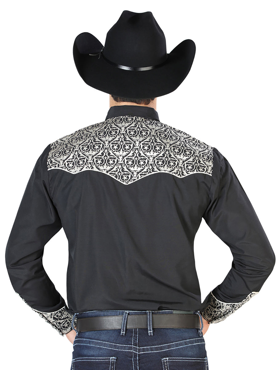 el Señor de los Cielos Bordado Camisa Negro/beige 126704