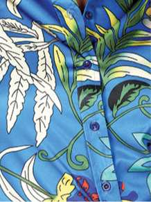 Dama Royal Azul Manga Larga Vaquero Camisa 43895