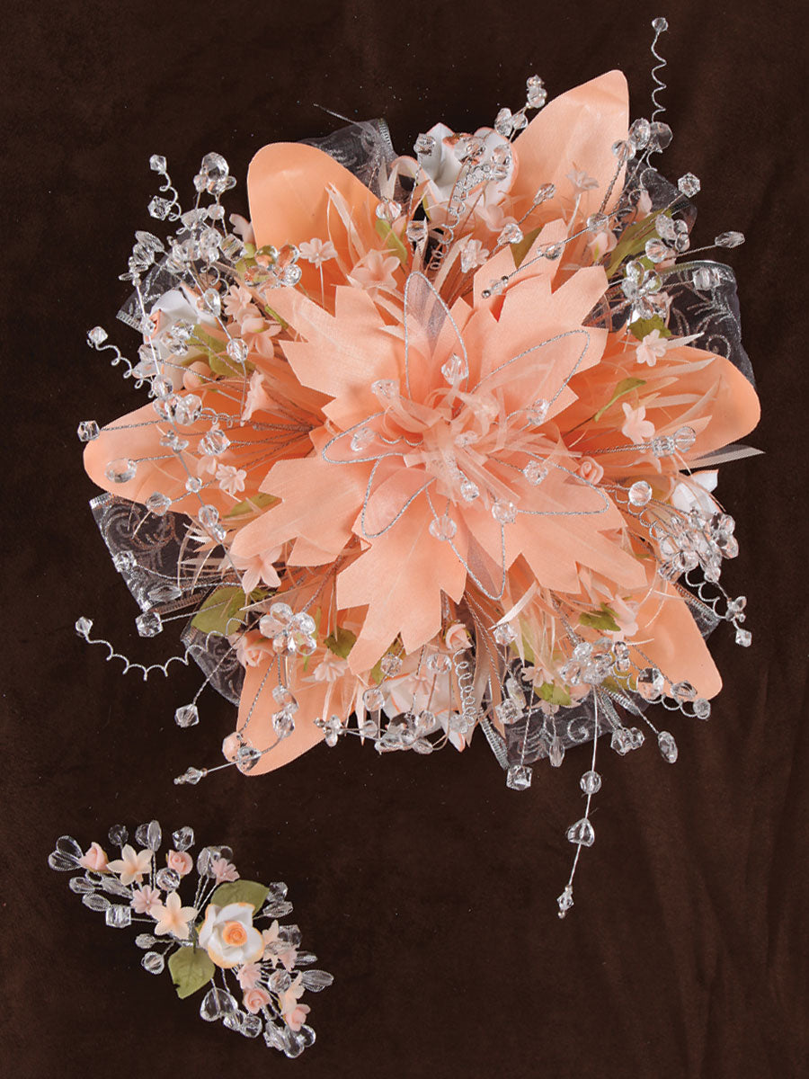 Ramos Quinceañeras Mis Xv Primaveras Flor Grande Acrylic/Satin Durazno 600055