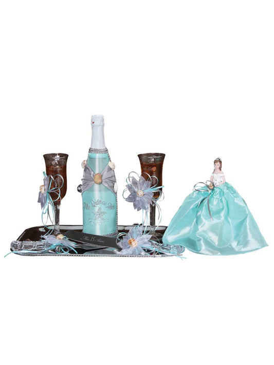Set De Brindis Mis Xv Primaveras Conchas De Mar Varios Aqua/Green 600115