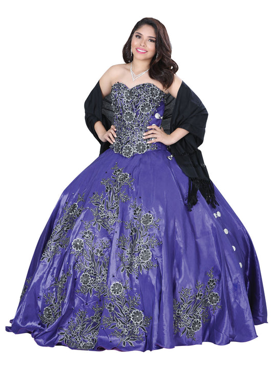 Vestido De Quinceañera Mis Xv Primaveras Ss1802 Tafeta Morado 601246