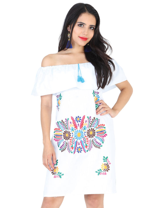 Vestido Mexico Artesanal Campesino Liso 50% Algodón 50% Poliester Blanco 601959