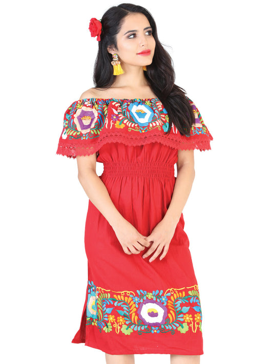 Vestido Campesino Mis Xv Primaveras Primavera Olan 50% Algodón 50% Poliester Rojo 601964