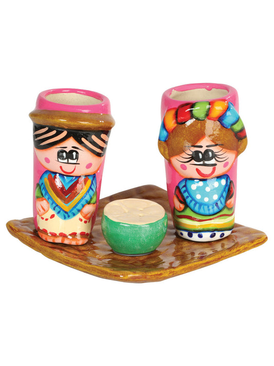 Articulo Hogar Mexico Artesanal Set Tequilero Juanito/Maria Ceramica Multi 602062