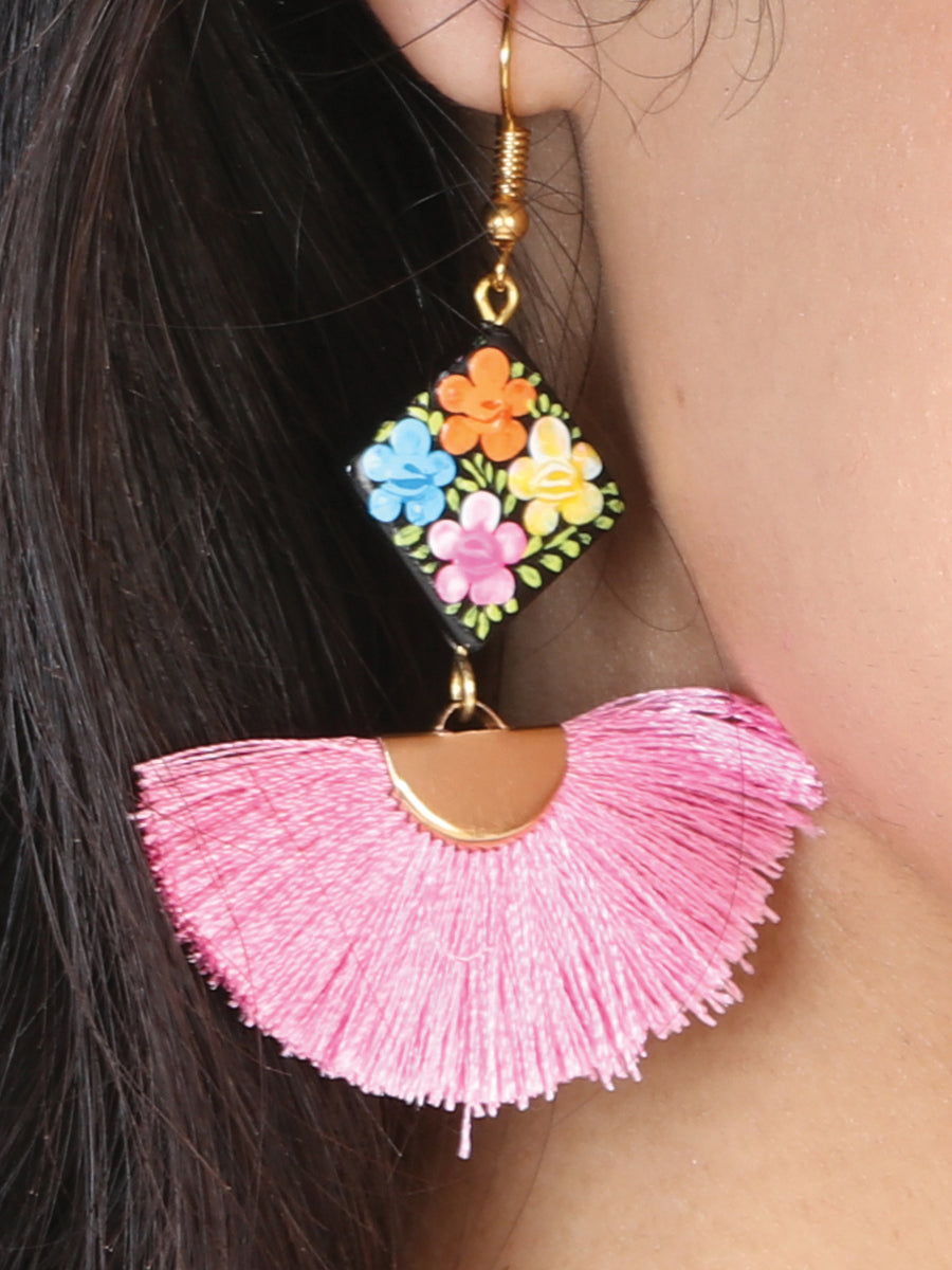 Joyeria Artesanal Aretes Mexico Artesanal Cuadrito Varios Rosa 602181