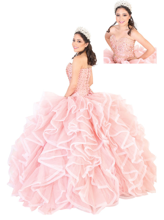 Vestido Quinceañera Mis Xv Primaveras 100% Poliester Blush 602189