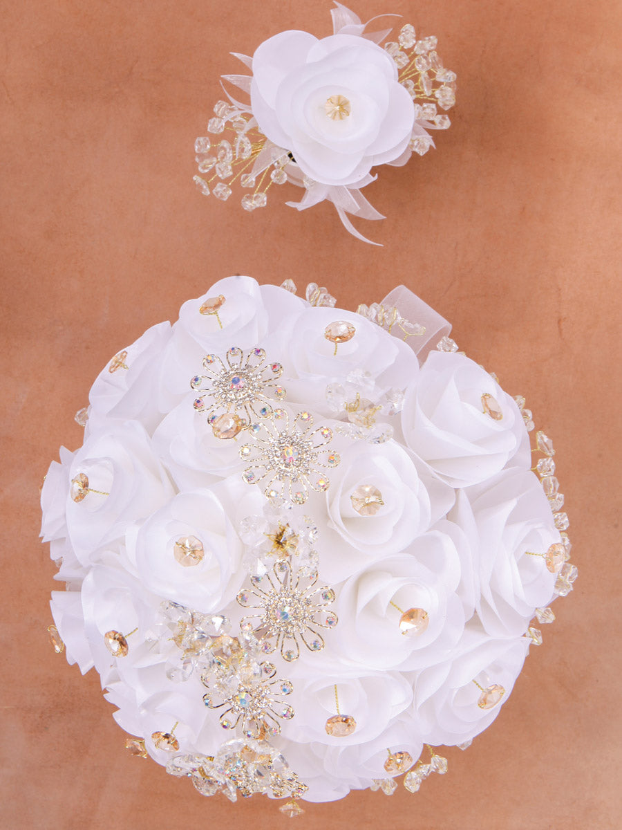 Juego De Velas Ramo Mis Xv Primaveras 240725 Acrílico/Satinado Blanco/Oro 602334