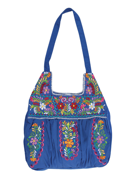 Artesanal Bordado Bolsa de Mano 50% Algodón, 50% Poliéster Azul 603192