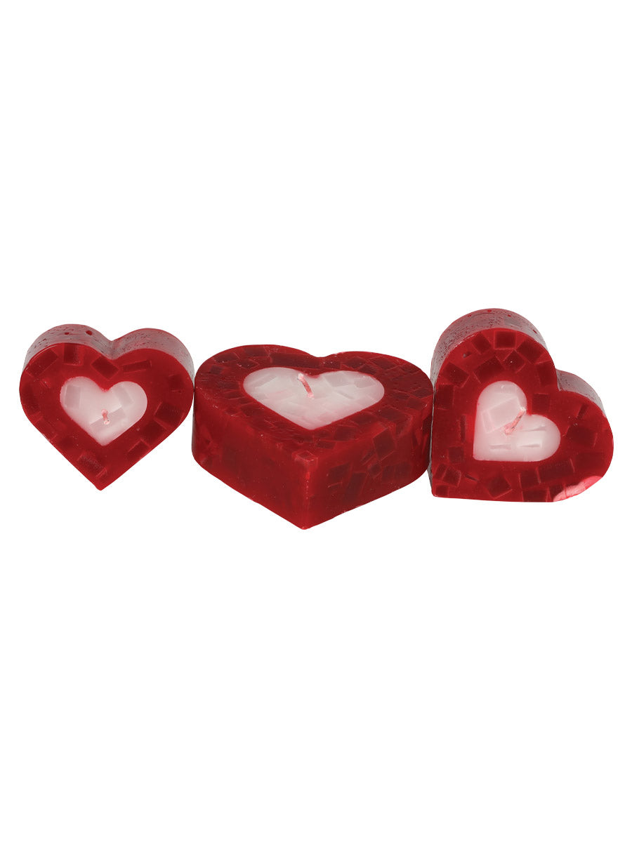 Set De Velas Mexico Artesanal Corazón Centro Parafina/Polimero Rojo/Blanco 603360