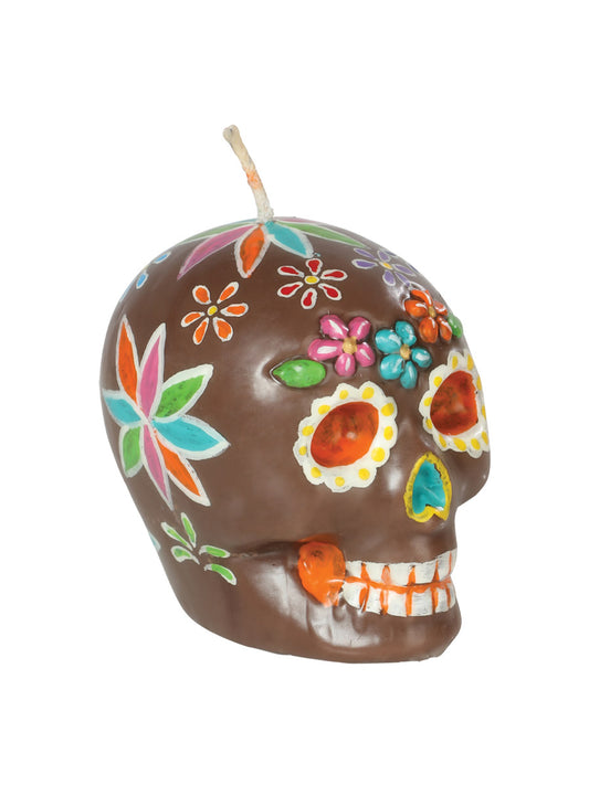 Vela Mexico Artesanal Calavera Clásica Parafina/Polimero Cafe/Multicolor 603367