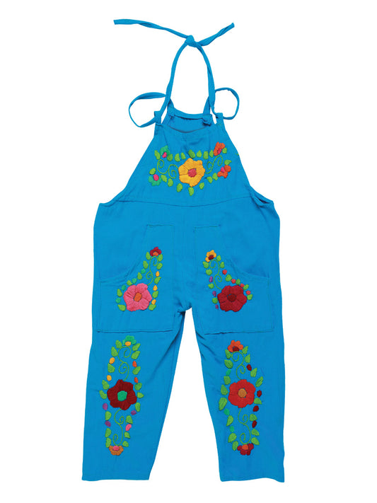Short Mexico Artesanal Overol Pantalon 100% Algodon Turqueza 603588