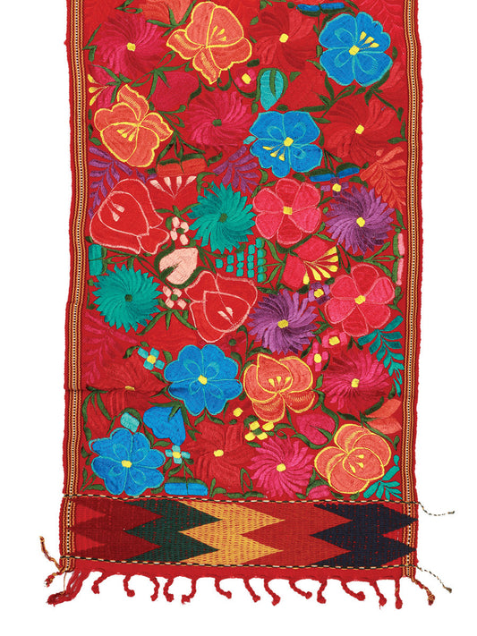 Articulo Hogar Mexico Artesanal Pie Cama Nichim 100% Algodon Rojo 603673