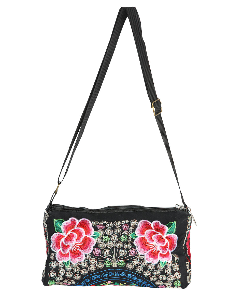Bolsa Bordada El General Ac-312 Tela Negro/Rosa 702190